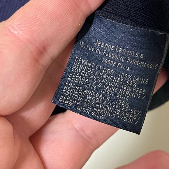 Lanvin navy blue ultra lightweight wool V neck button front cardigan sz S - Picture 9 of 9